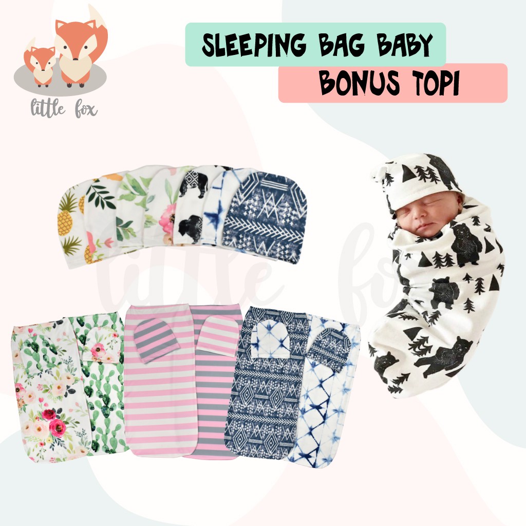 [ IMPORT] Set Selimut Bedong Instan &amp; Topi Baby / Blanket Sleeping Bag Kantong Tidur Bayi / Newborn