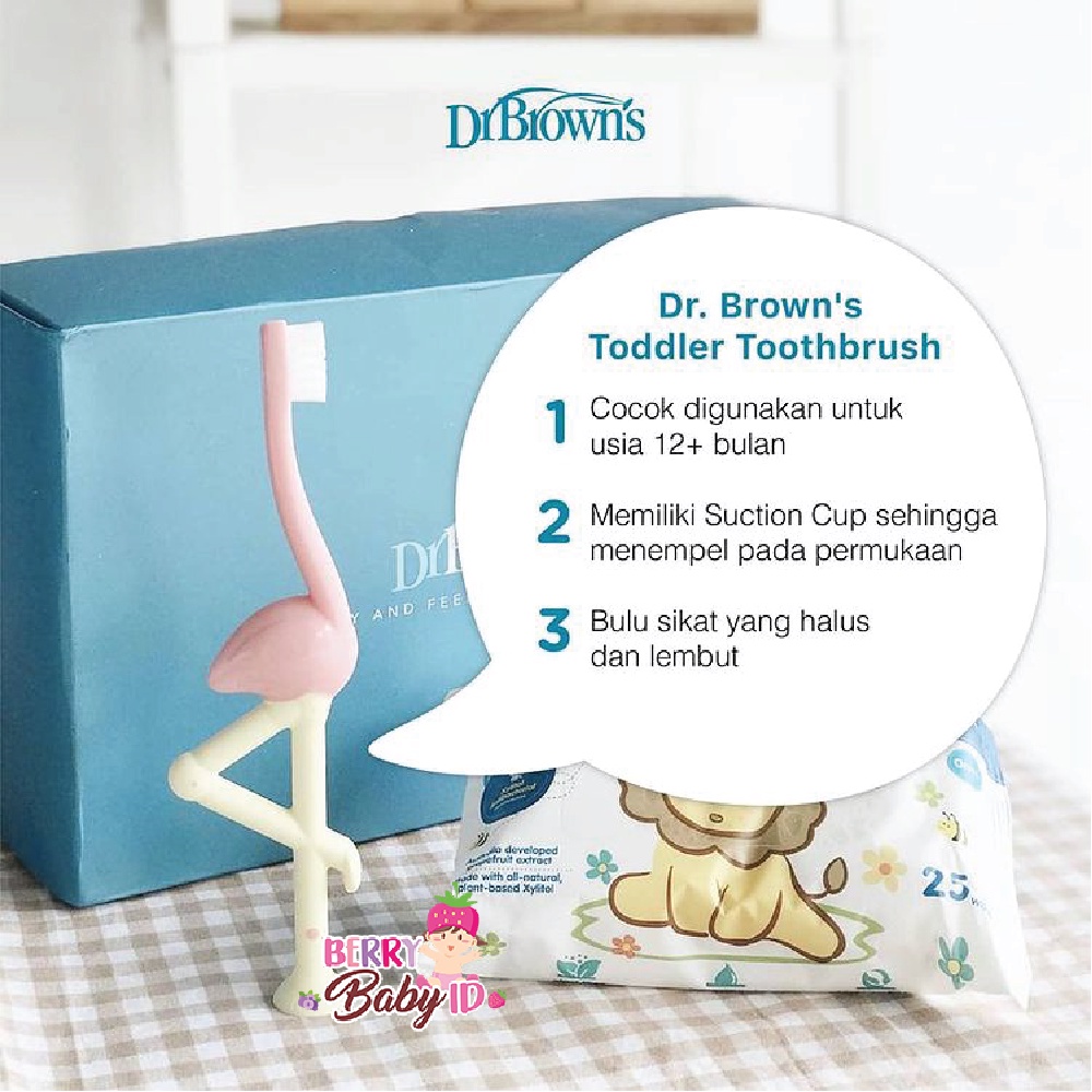 Dr Brown's Toddler Toothbrush Sikat Gigi Bayi Anak Flamingo Crocodile Berry Mart