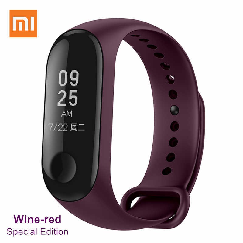 Tali Jam Sports Silicone Wristband Strap for Xiaomi Mi Band 3/4 - Wine Red