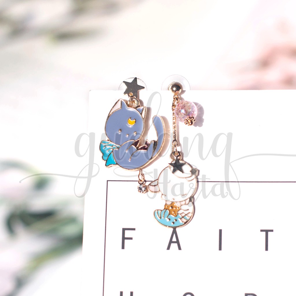 Anting Cat Mermaid Anting Kucing Duyung Lucu Imut Earrings GH 203389