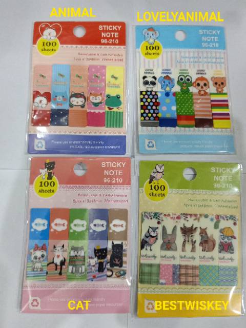 Pembatas buku plastik karakter stick notes memory book karakter pembatas buku lucu