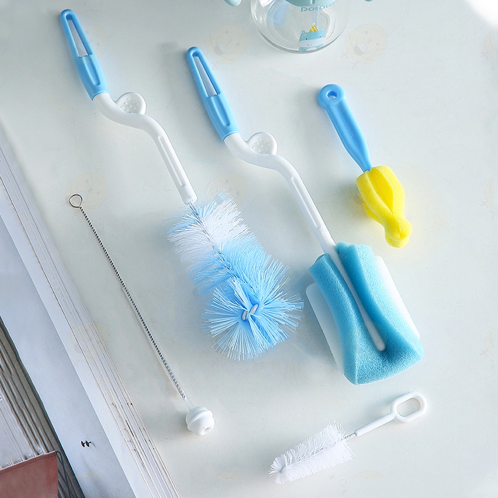 Lacoo Sikat Botol susu bayi Sikat Spon pembersih botol susu 5in1/set