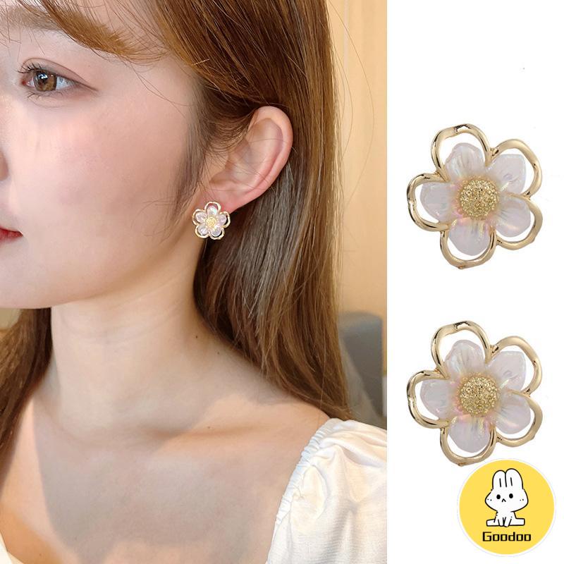 Simple Retro Super Fairy Double Layer Flower Earrings Wanita Anting Fashion Pribadi -Doo