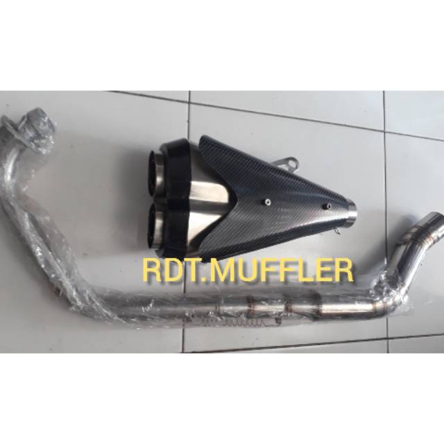 KNALPOT RACIN Z1000 DOUBLE SILINCER.GSX R150.R15.VIXION.VBR150.FU.MX.XABRE.NINJA MONO.VERZA.DLL