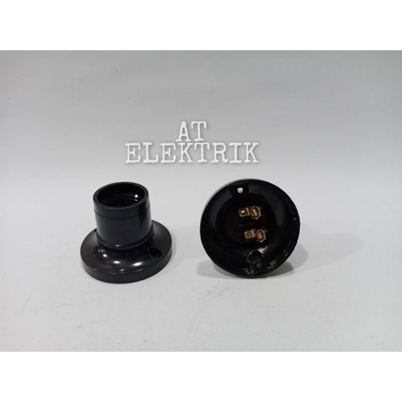 Fitting Bulat E27 Broco ( 210 L ) / Fitting plafon Bulat warna hitam / rumah lampu / fiting lampu