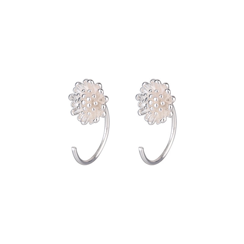 Anting Kait Desain Bunga Matahari Daisy Warna Silver Untuk Wanita