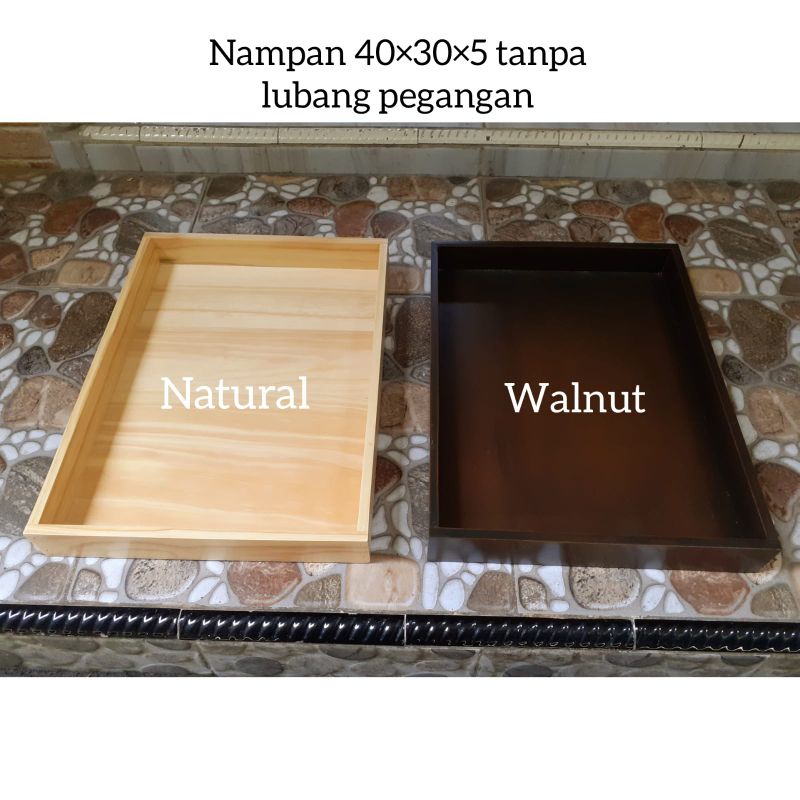 Nampan / Baki / Tray kayu Pinus 40 x 30 datar TANPA LUBANG