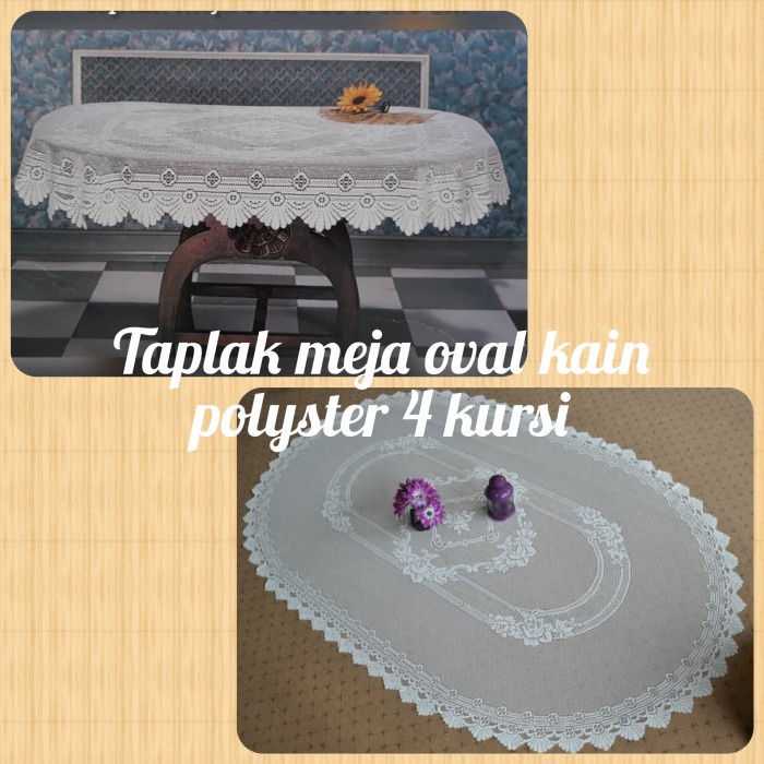 Taplak Meja Makan - Taplak Meja Makan Polyster Oval 4 Kursi