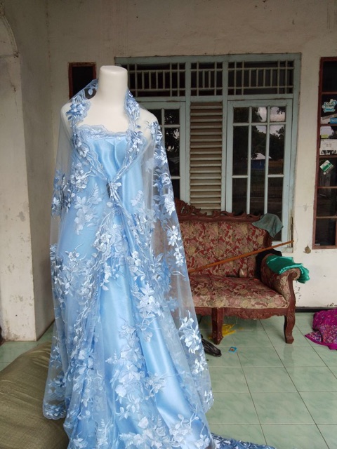 Kain tulle bordir merambat senada/bahan tille