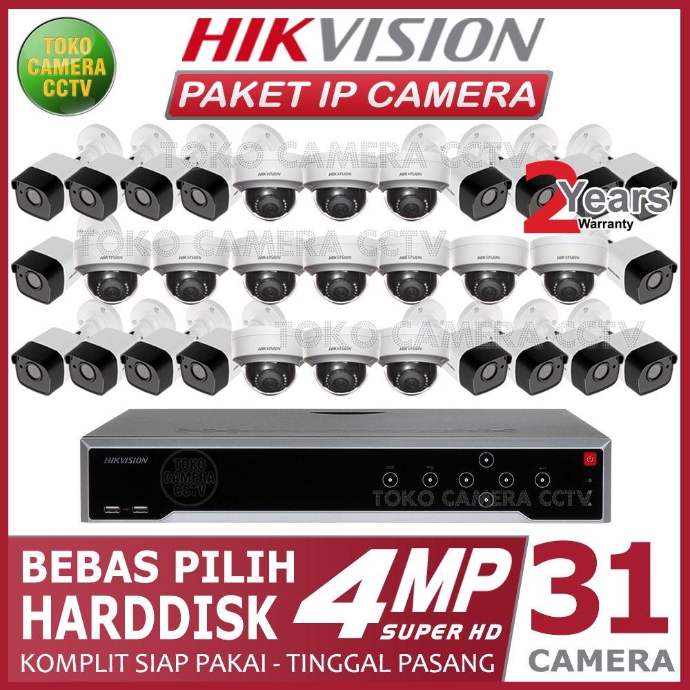 PAKET IP CAMERA HIKVISION 4MP 32 CHANNEL 31 KAMERA