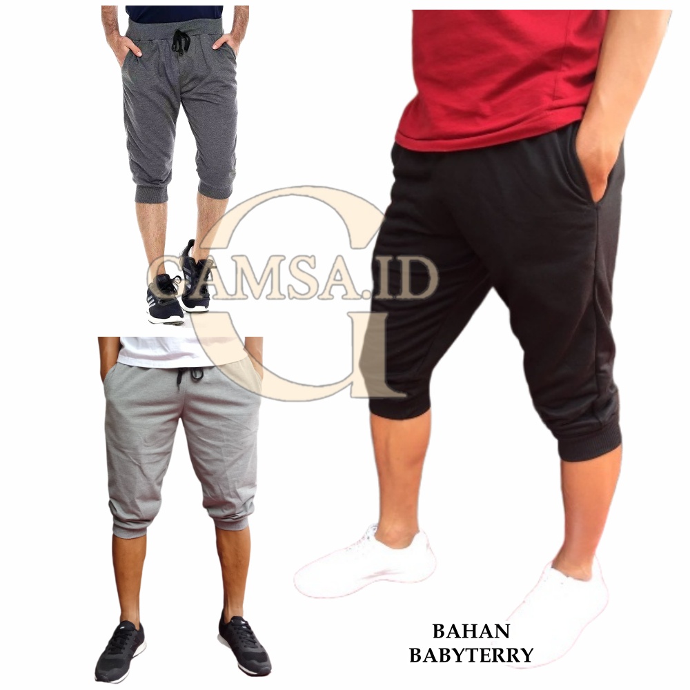 COD - CELANA JOGGER 3/4 PRIA WANITA JOGER PANTS SWEATPANTS CELANA BABYTERRY PENDEK OLAHRAGA SANTAI PANTAI TIDUR