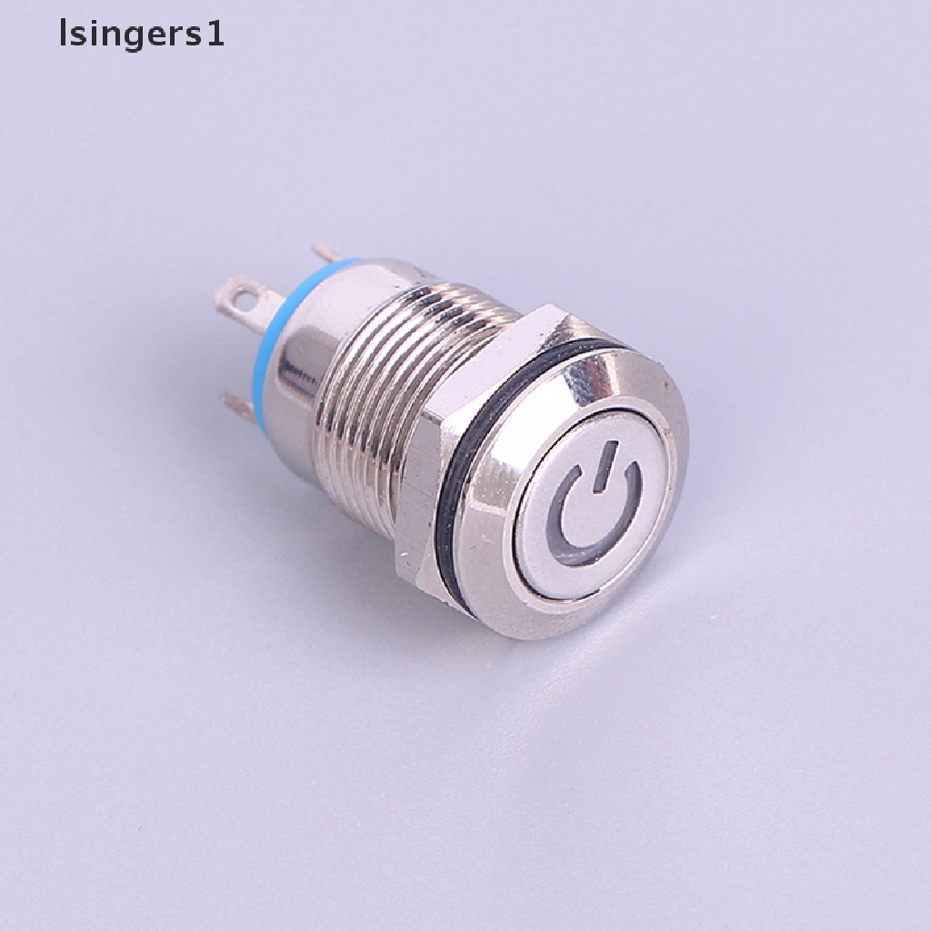 (lsingers1) Tombol Tekan 12mm 12V Bahan Metal Anti Air Dengan Lampu LED Power Supply