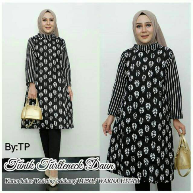 GROSIR BATIK COUPLE TUNIK TURTLENECK DAUN