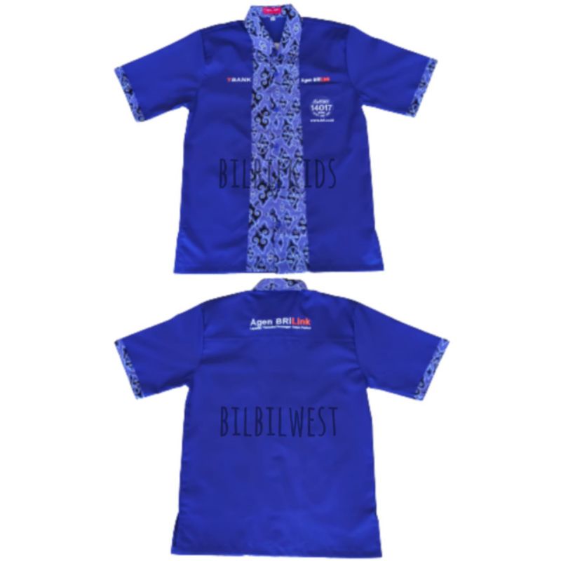 Seragam agen brilink  biru batik kemeja Agen Brilink Biru Batik Pendek
