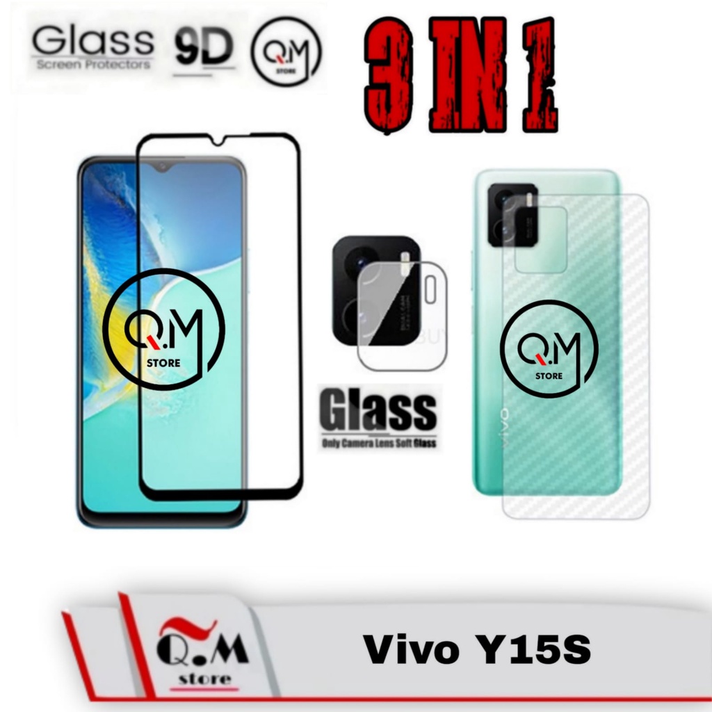 Paket 3in1 Tempered Glass Vivo Y15S / Y12 / Y15 / Y17 Anti Gores Pelindung Layar