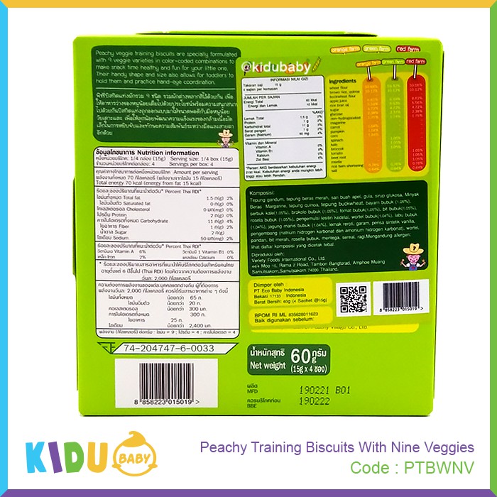 Peachy Training Biscuits With Nine Veggies Snack Sehat Bayi / Cemilan Sehat Bayi &amp; Anak / Kidu Baby