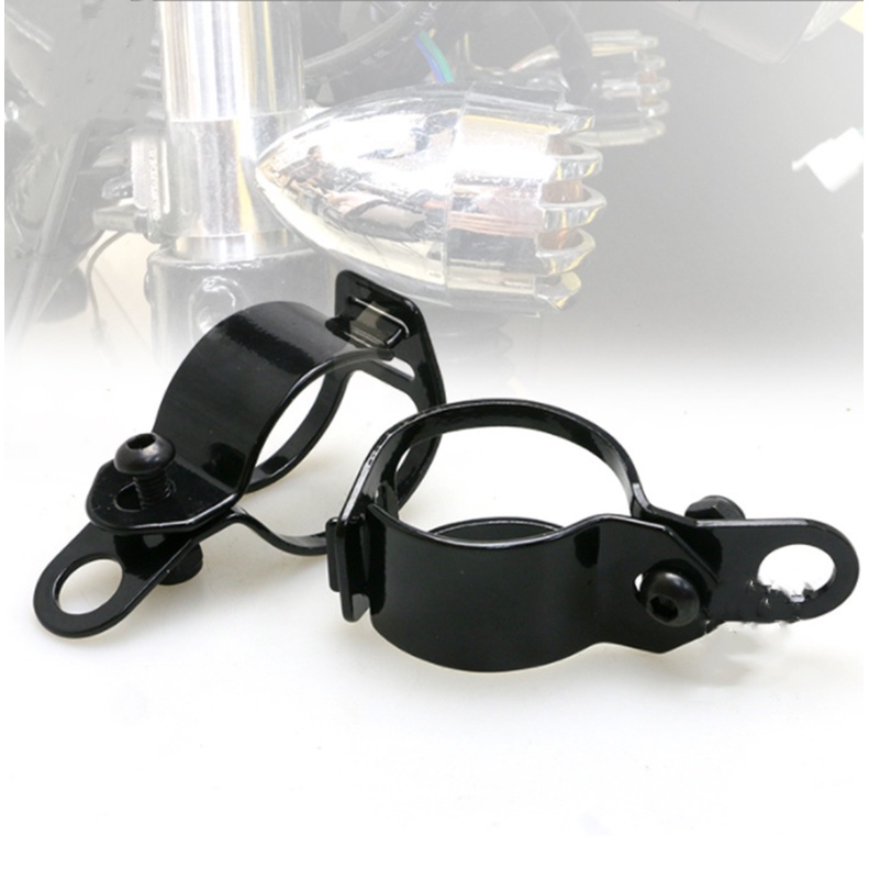 2pcs Dudukan Lampu Sorot Bracket Dudukan Lampu Sein Untuk Motor (Hitam/Perak)