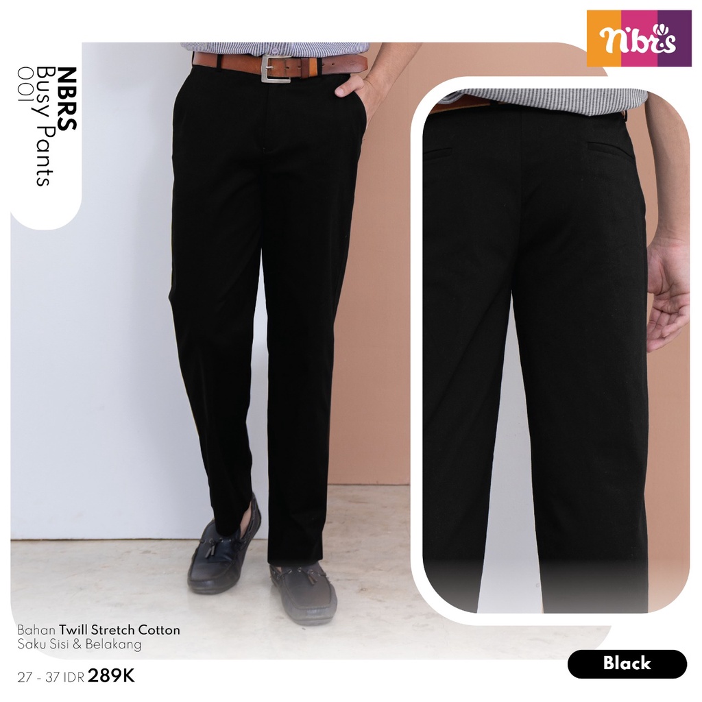 NBRS BUSY PANTS 01 Bahan Twill Stretch Cotton Bawahan Celana Panjang Pria Casual Modern by Nibras bisa COD