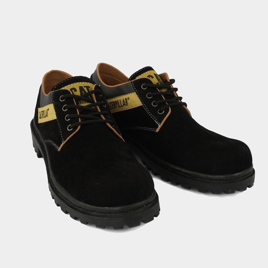 PROMO!! Sepatu Pria Caterpillar Sby Suede Hitam Low Boots Ujung Besi Safety Kerja Hiking Gunung