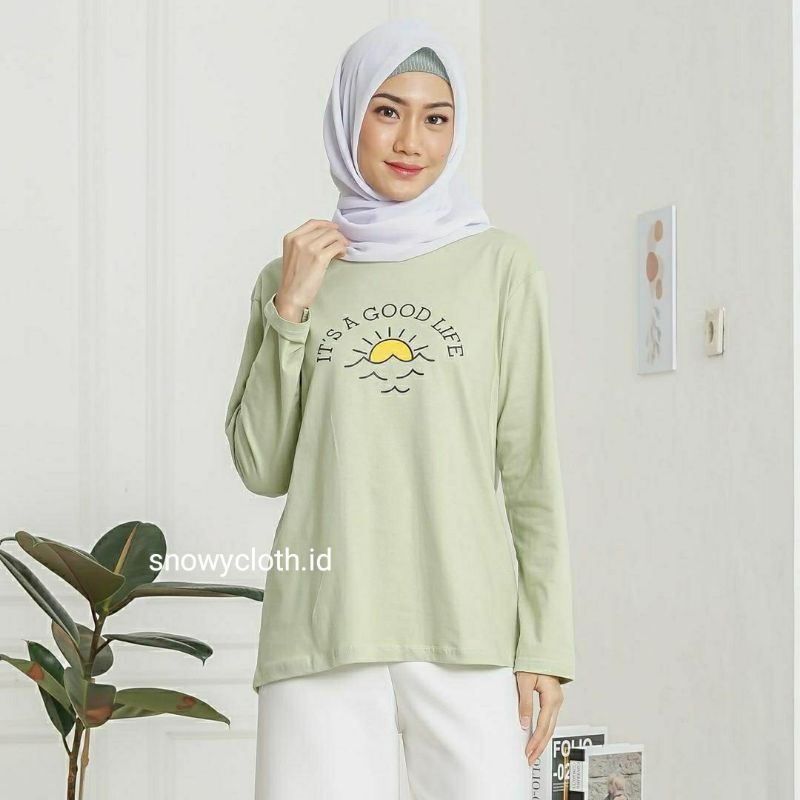 Kaos Katun Tumblr Oversize | Longsleeve Sage Green