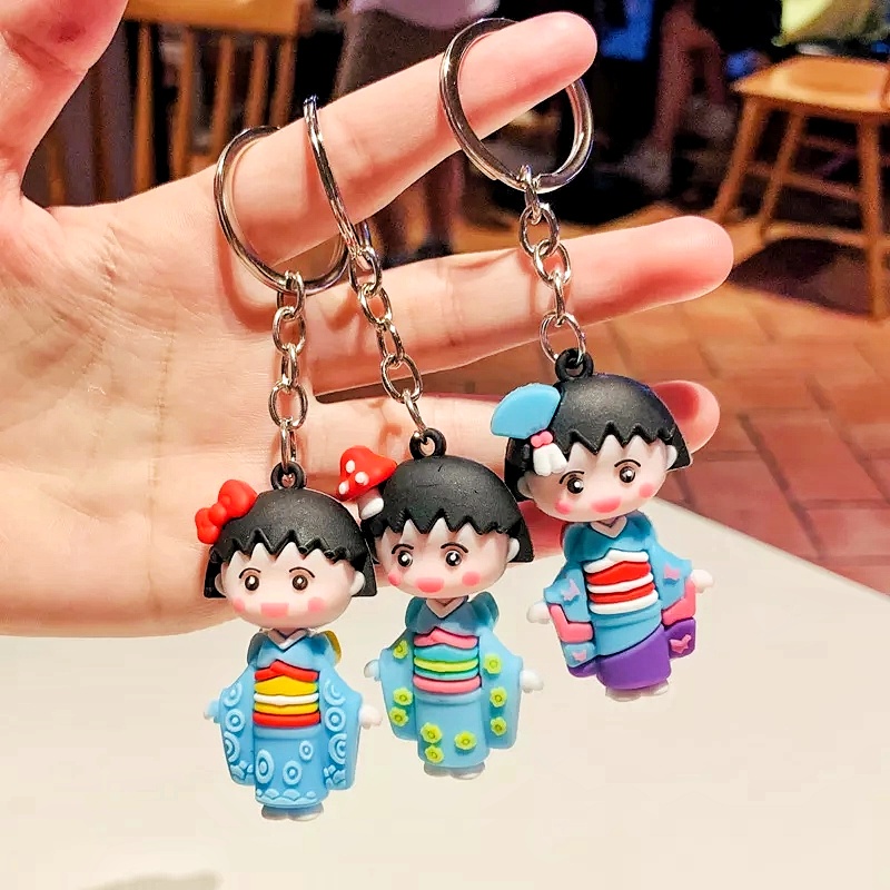 GANTUNGAN KUNCI CHIBI MARUKO CHAN // Ganci Karakter Kartun Chibi Maruko Chan Unik Lucu | Gantungan tas | Bag Charm | Souvenir Murah | Keychain | COD