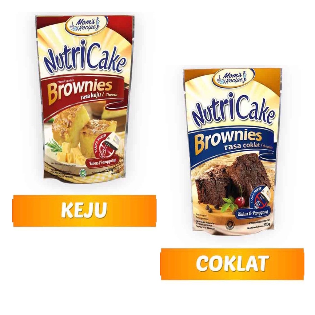 Nutricake Brownies 230gr Coklat Keju Bronis Panggang Lumer Bolu Kukus Crispy Tepung Praktis Instant