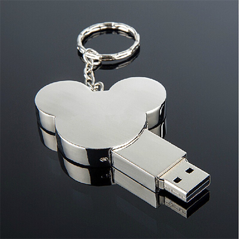 Flash Disk USB Desain Kartun Kepala Mickey Mouse Bahan Metal Kapasitas 1TB