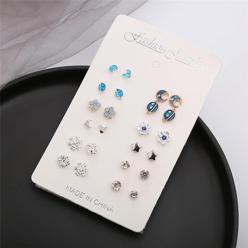 12 Pasang Anting Tusuk Bahan Metal Gaya Minimalis Untuk Wanita