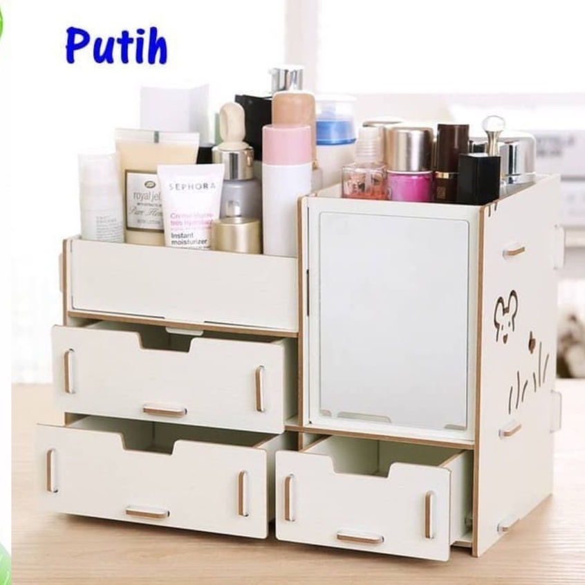 BAYAR DI TEMPAT (COD) RAK KOSMETIK MINI BAHAN KAYU TERMURAH!!!!-PUTIH