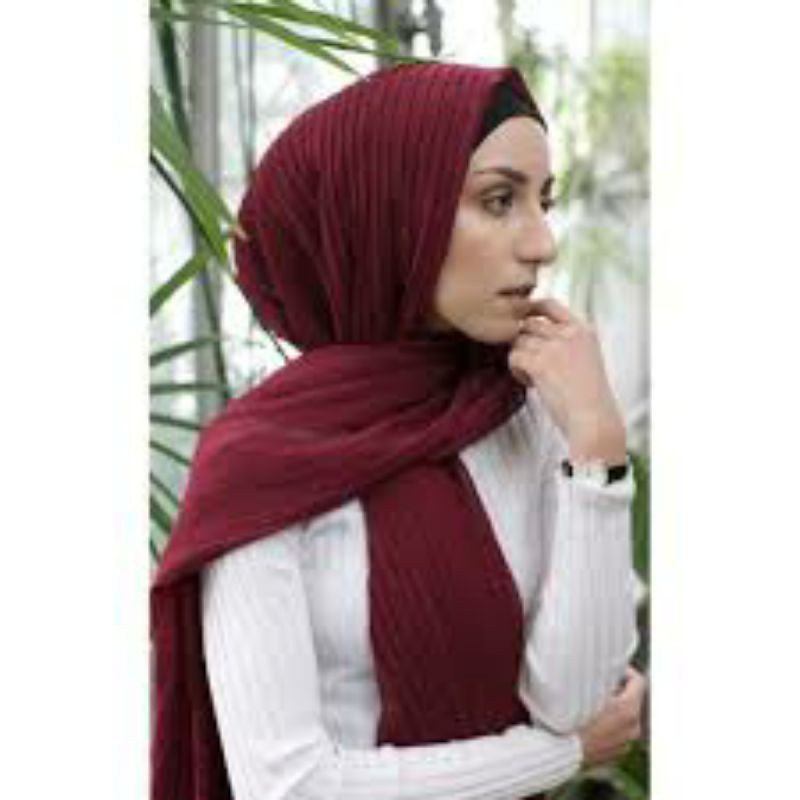 kerudung plisket merah / kerudung plisket maroon / krudung pasmina / grosir pasmina