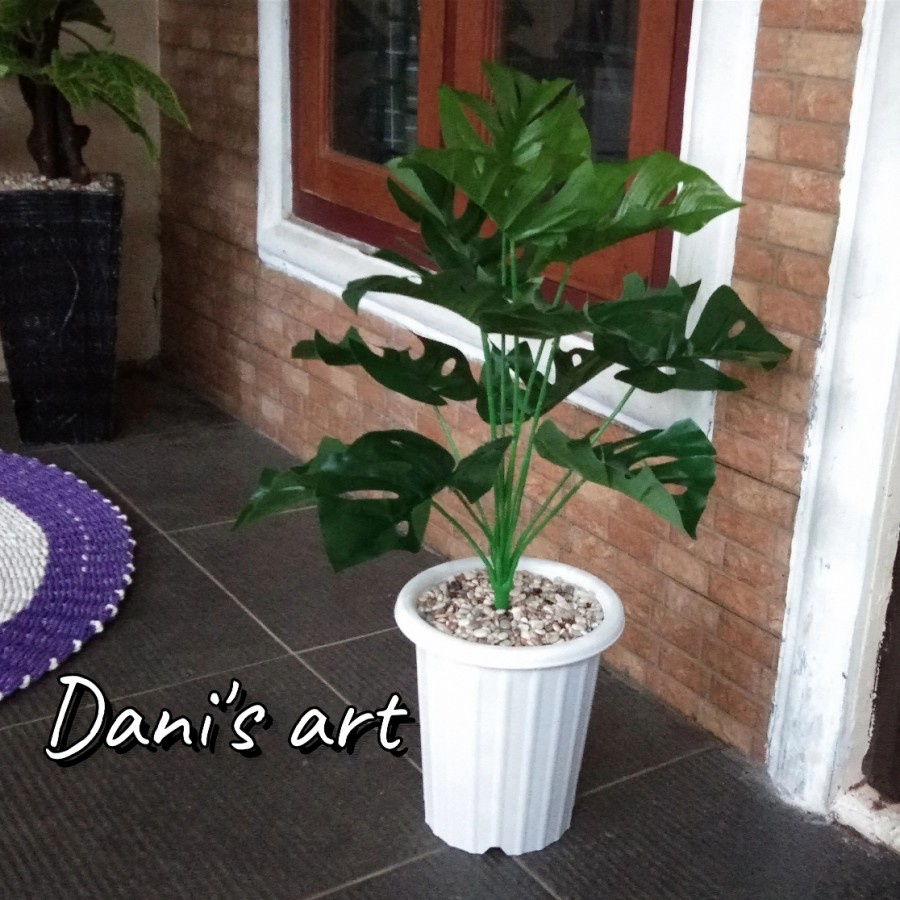 Daun Monstera jumbo Monstera palsu tanaman plastik