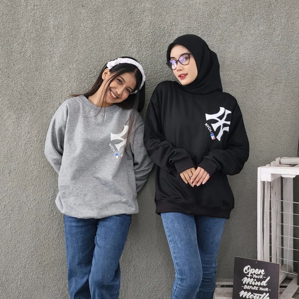 Sweater Crewneck NYCH bisa untuk pria/wanita jaket