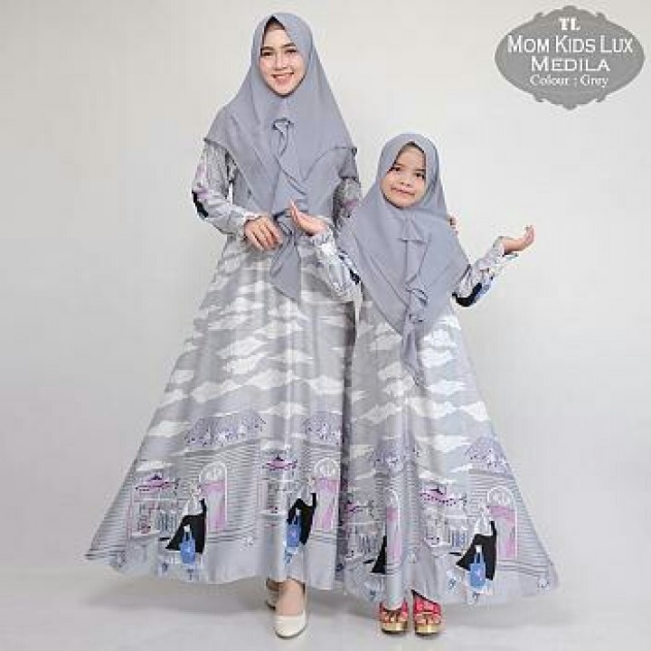 Baju Gamis Ibu dan Anak TK CP MK Medila Grey Tatop.176
