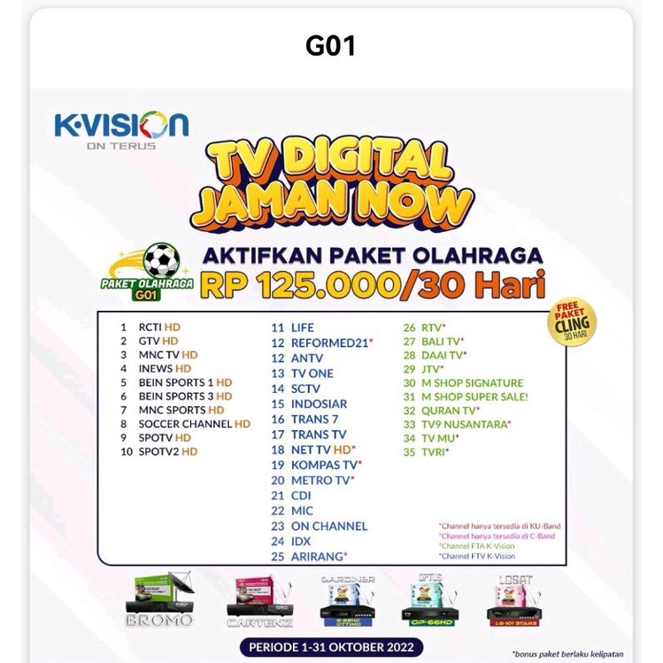 Paket G01 K vision Paket Olahraga K-vision G01