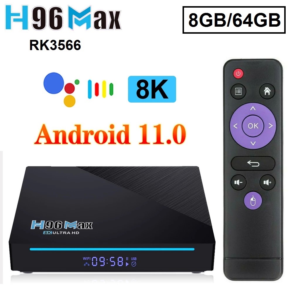 H96 MAX RK3566 - Android OS Smart TV Box 8K UHD - RAM 8GB ROM 64GB