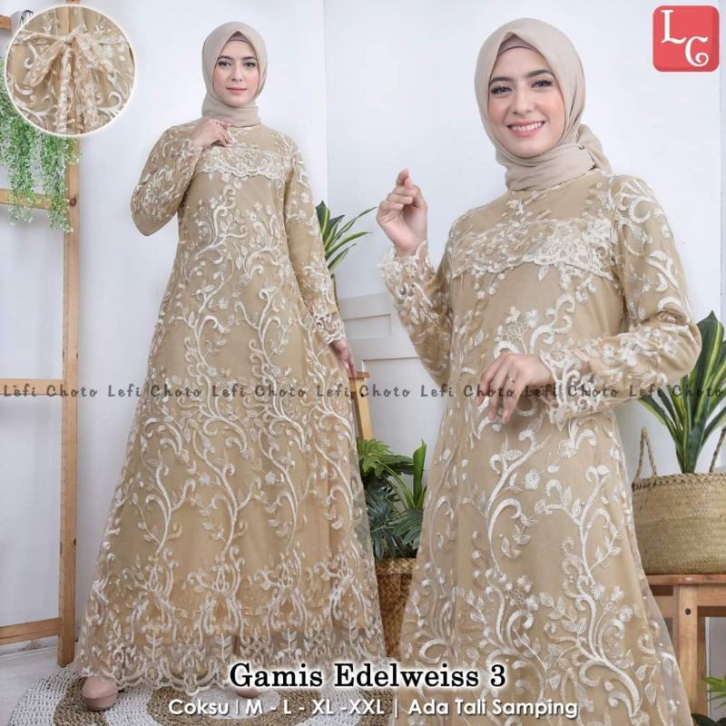 NEW REAL PICT GAMIS EDELWIS 3/GAMIS TULLE MODERN/GAMIS MURAH/GAMIS KONDANGAN