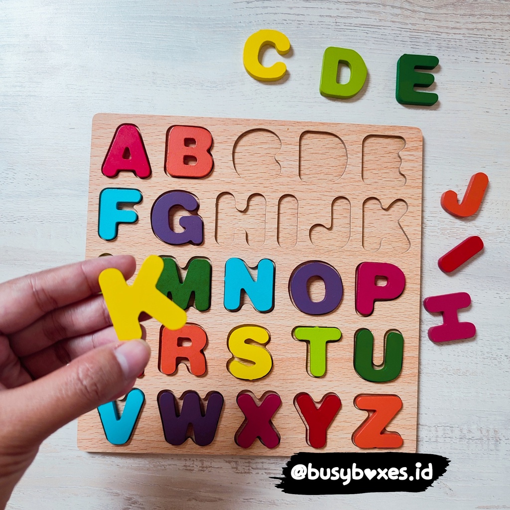 [busyboxes.id] Mainan Edukasi Puzzle Huruf Puzzle Alphabeth Kapital Mainan Kayu Wooden Puzzle Wooden Toys Montessori