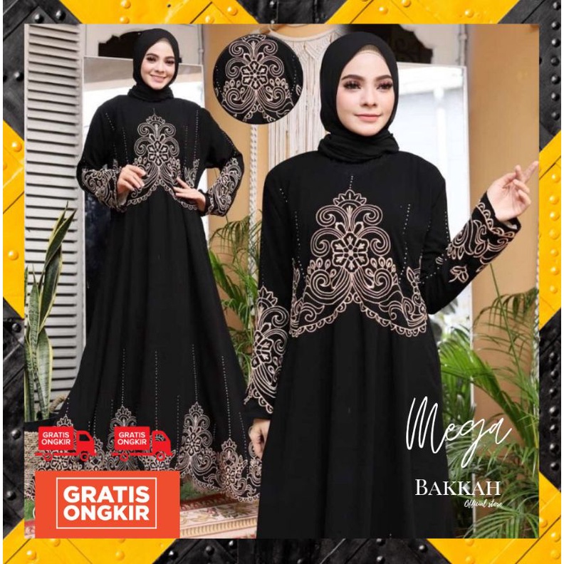 Abaya Gamis Hitam Bordir | Abaya LD140 po Gamis Bordir LD130