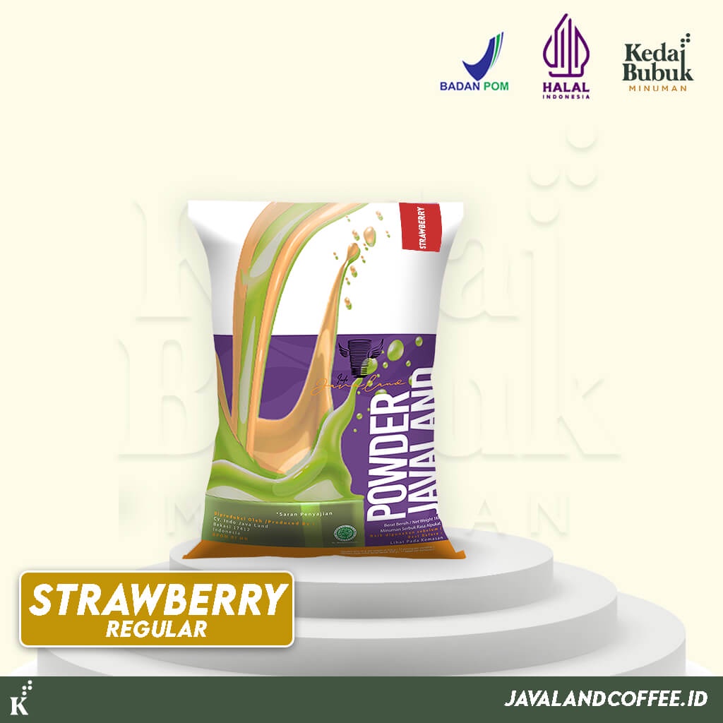 Javaland Bubuk Minuman Rasa Strawberry 1Kg - Regular Plain | Bubble Powder Drink Boba