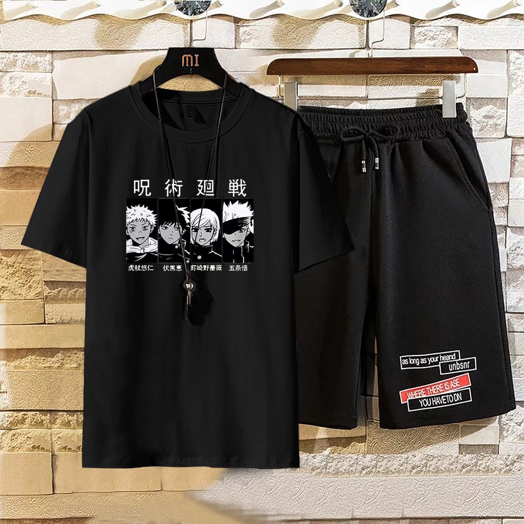 SETELAN size ML,XL setelan pria&amp;wanita pakaian distro baju dan celana set naru -animos