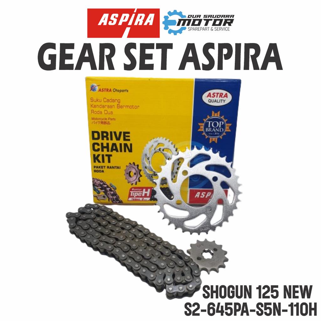 GEAR SET SHOGUN 125 NEW ASPIRA GEAR RANTAI RODA SET GEAR PAKET UNTUK MOTOR SHOGUN 125 NEW