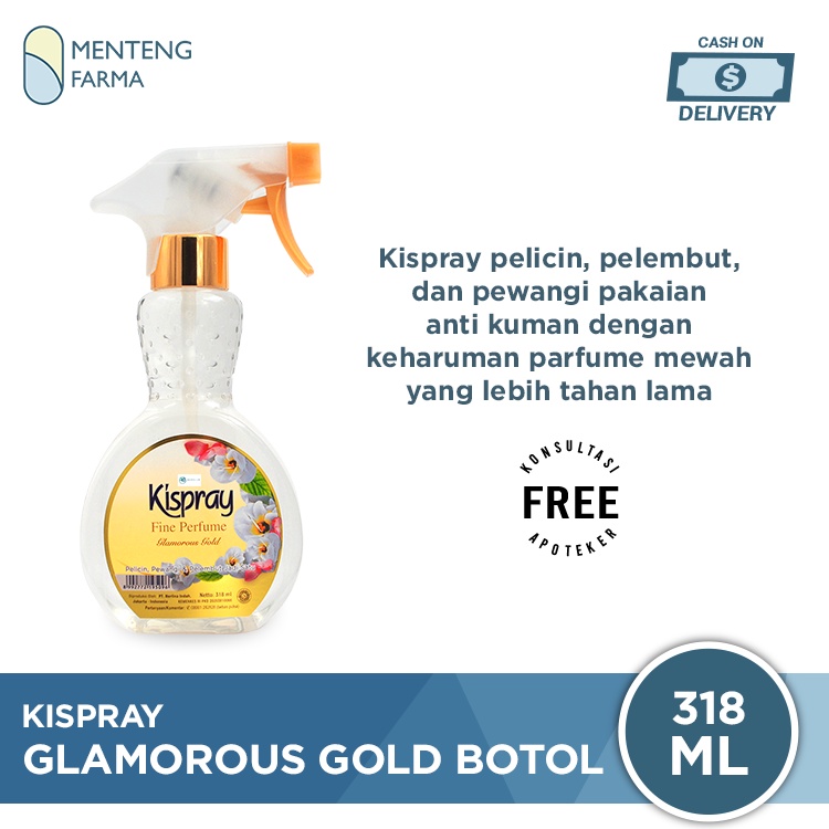 Kispray Pewangi dan Pelembut Botol Glamorous Gold 318 mL - Pelicin Pewangi dan Pelembut Pakaian