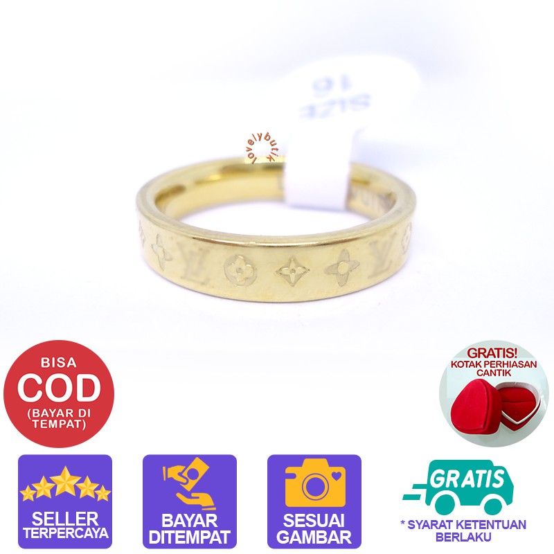 Lovelybutik Cincin Wanita 3fi Cincin Titanium Anti Karat BONUS KOTAK PERHIASAN