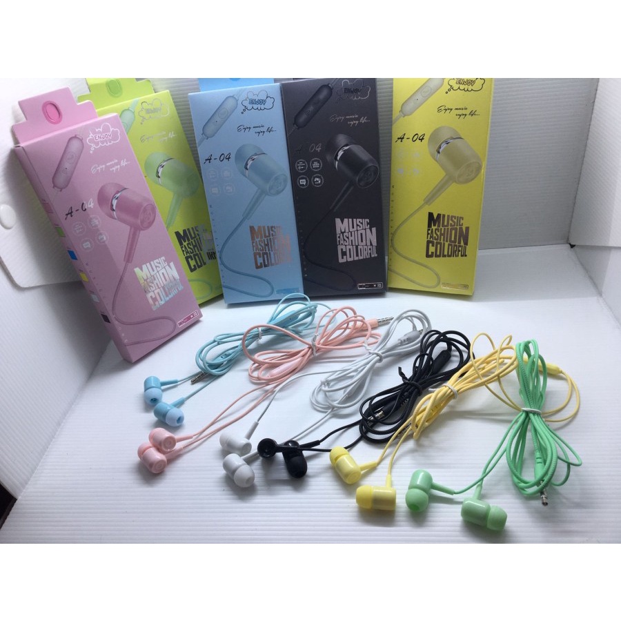 Headset macaron A04 Universal Extra bass / handsfree macaron universal bisa semua hp