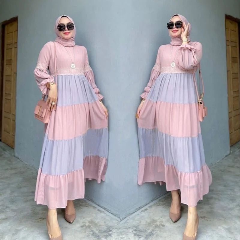 ERILA DRESS MC Bahan CERUTY BABYDOLL MIX PURING Dress Model Terbaru   BAJU DRES WANITA TERBARU KENIAN SIMPLE DAN ELAGAN BAJU DRES MODEL TERBARU 2022