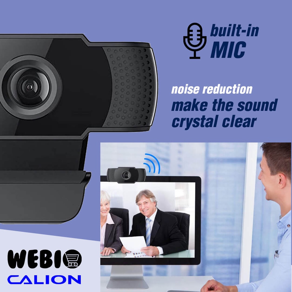 CAL-2003WC Webcam Super Jernih 2MP Full HD 1080P Dual Microphone Web Cam Untuk PC  Laptop Komputer