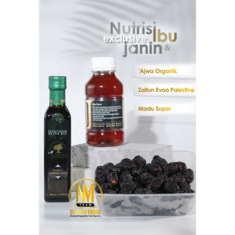 

Paket Nutrisi Ibu Hamil & Janin (Madu Super 760gr, Evoo Palestine, Kurma Ajwa Organik 500gr)