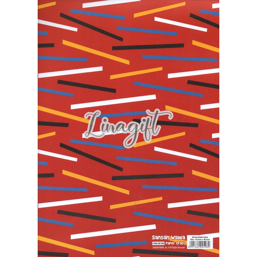 ( 5 Lembar ) HORIZONTAL LINES SANWA - KERTAS KADO STRIPES LINE ZIGZAG - GIFT WRAP PAPER SANSAN WAWA GARIS NETRAL EUSTHATIC GARIS LURUS