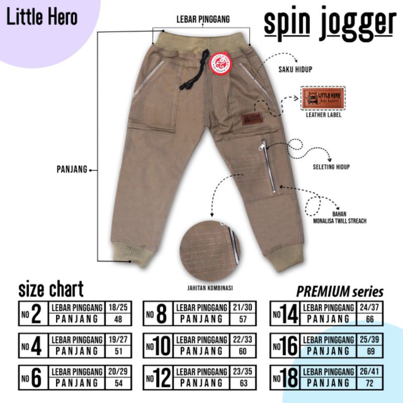 Spin Joger JUMBO Little Hero Chino Joger Celana Chino Anak