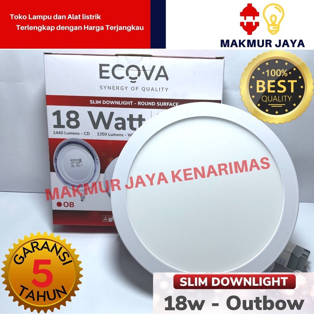 LAMPU LED PANEL LIGHT 18W WATT DOWNLIGHT PUTIH OUTBOW BULAT TIPIS 18W